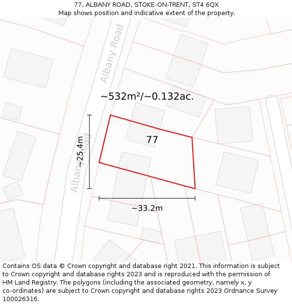 77, ALBANY ROAD, STOKE-ON-TRENT, ST4 6QX: Plot and title map