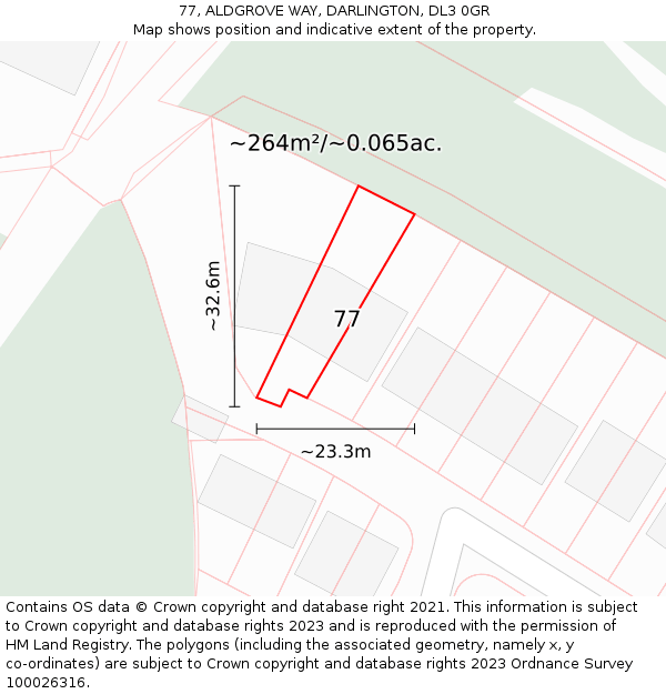 77, ALDGROVE WAY, DARLINGTON, DL3 0GR: Plot and title map
