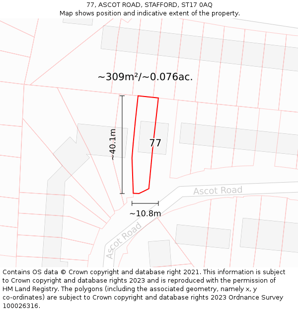 77, ASCOT ROAD, STAFFORD, ST17 0AQ: Plot and title map