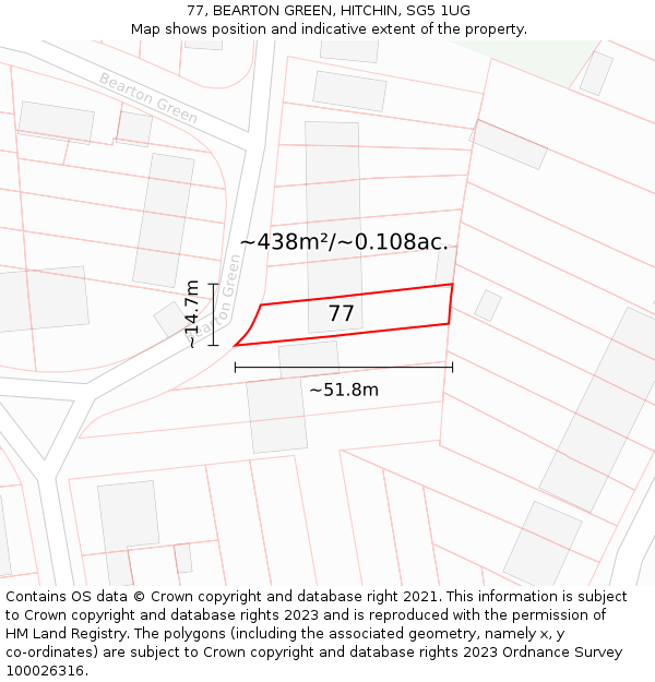 77, BEARTON GREEN, HITCHIN, SG5 1UG: Plot and title map