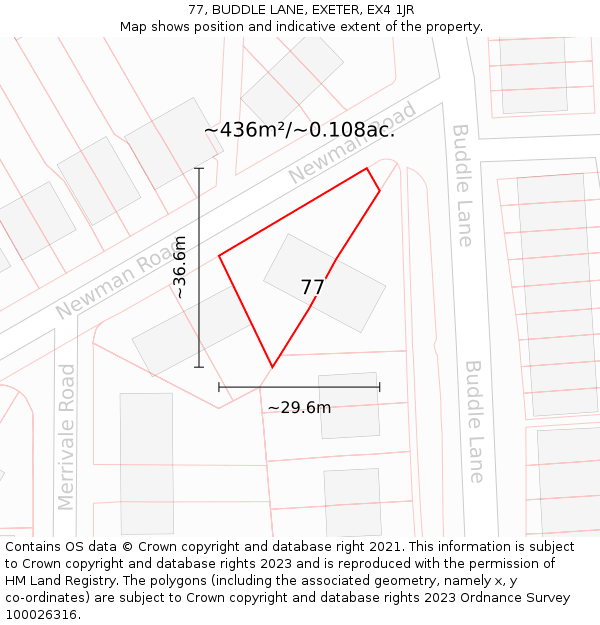 77, BUDDLE LANE, EXETER, EX4 1JR: Plot and title map