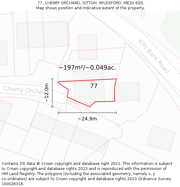 77, CHERRY ORCHARD, DITTON, AYLESFORD, ME20 6QS: Plot and title map