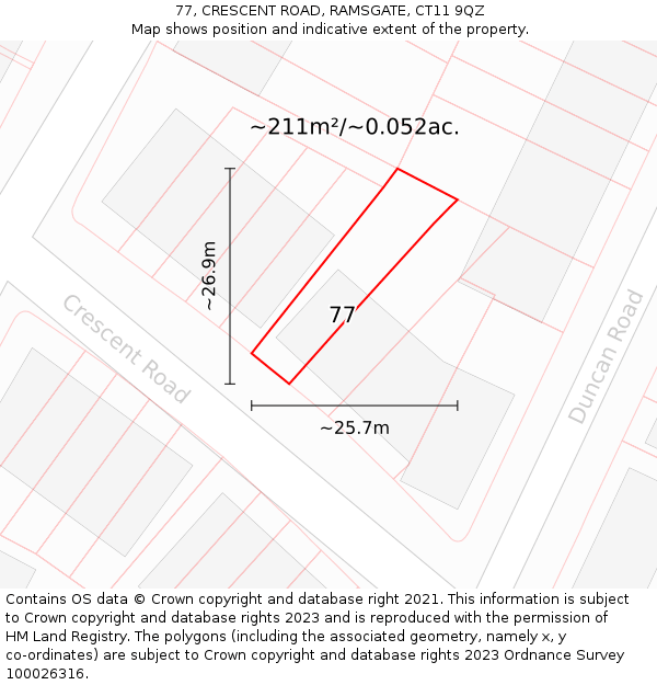 77, CRESCENT ROAD, RAMSGATE, CT11 9QZ: Plot and title map