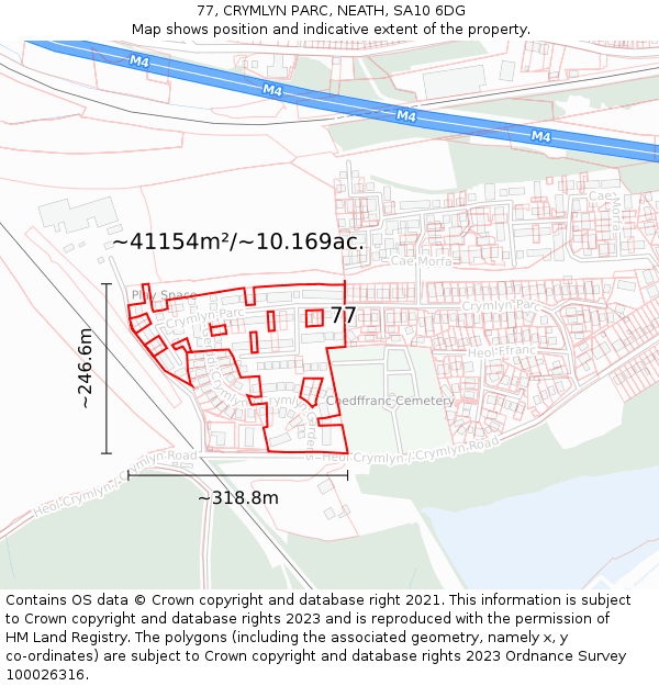 77, CRYMLYN PARC, NEATH, SA10 6DG: Plot and title map