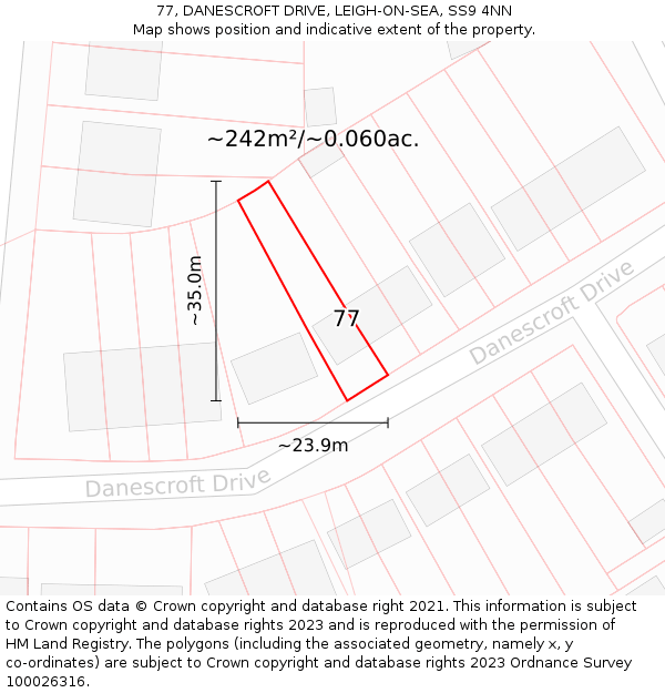 77, DANESCROFT DRIVE, LEIGH-ON-SEA, SS9 4NN: Plot and title map
