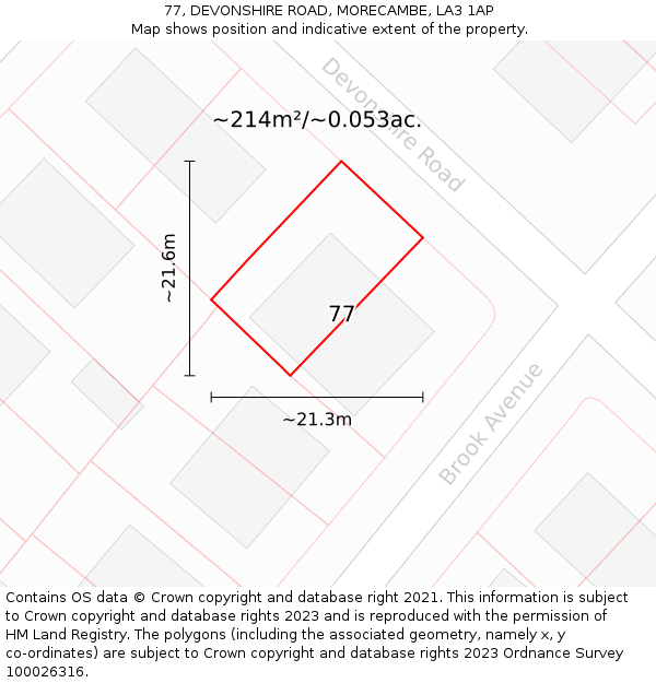 77, DEVONSHIRE ROAD, MORECAMBE, LA3 1AP: Plot and title map