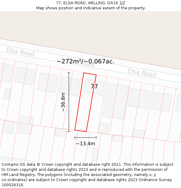 77, ELSA ROAD, WELLING, DA16 1JZ: Plot and title map