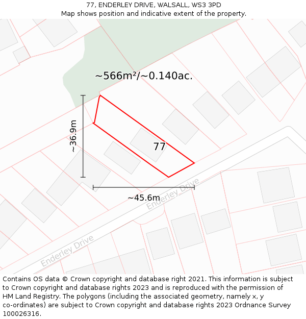 77, ENDERLEY DRIVE, WALSALL, WS3 3PD: Plot and title map