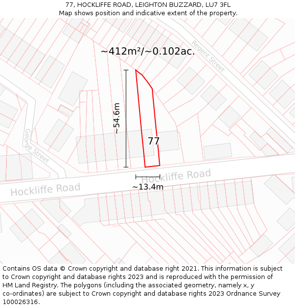 77, HOCKLIFFE ROAD, LEIGHTON BUZZARD, LU7 3FL: Plot and title map