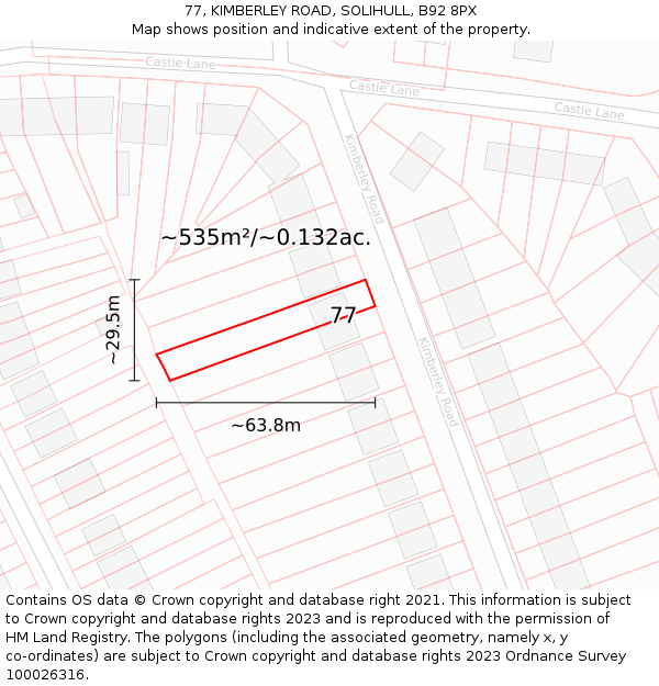 77, KIMBERLEY ROAD, SOLIHULL, B92 8PX: Plot and title map