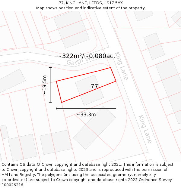 77, KING LANE, LEEDS, LS17 5AX: Plot and title map