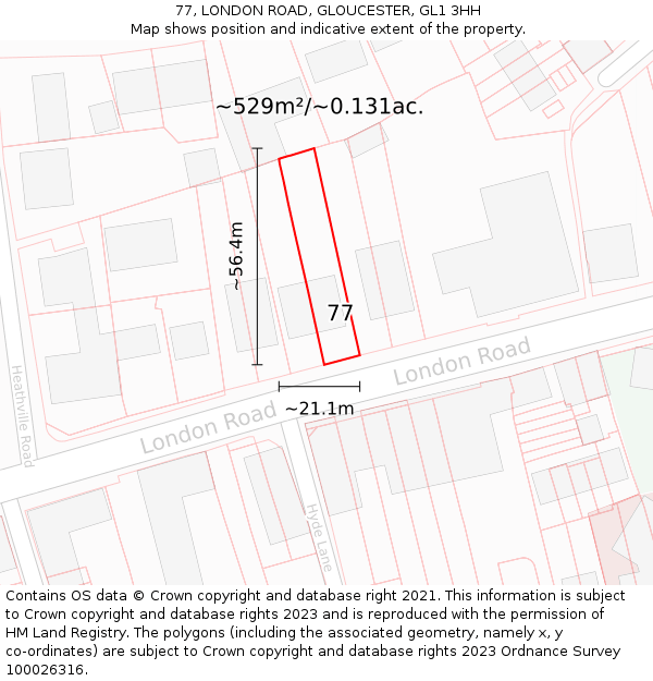 77, LONDON ROAD, GLOUCESTER, GL1 3HH: Plot and title map