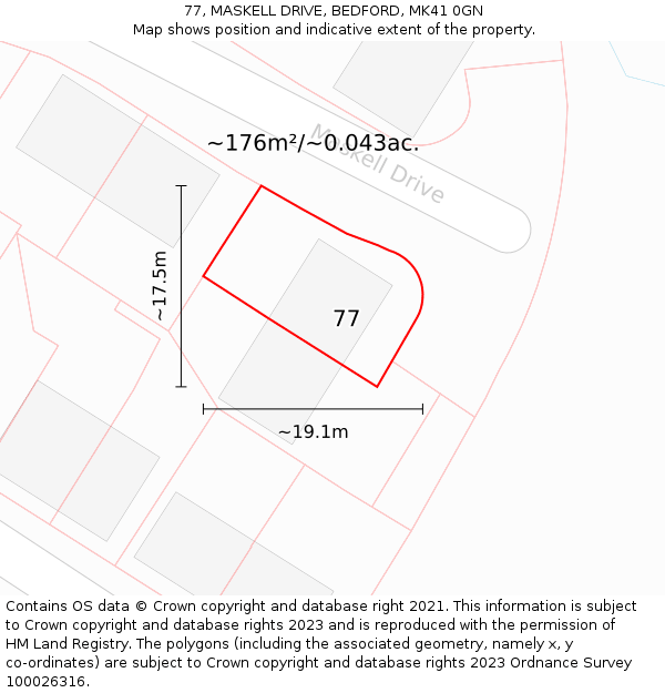 77, MASKELL DRIVE, BEDFORD, MK41 0GN: Plot and title map