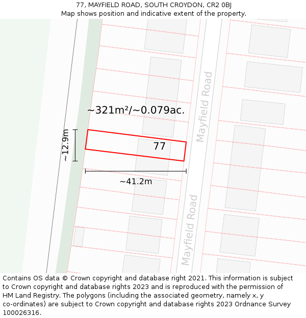 77, MAYFIELD ROAD, SOUTH CROYDON, CR2 0BJ: Plot and title map