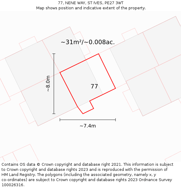 77, NENE WAY, ST IVES, PE27 3WT: Plot and title map
