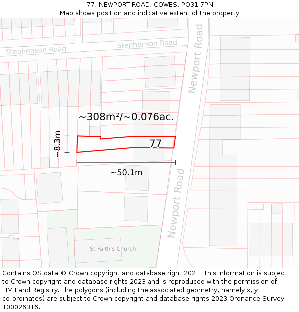 77, NEWPORT ROAD, COWES, PO31 7PN: Plot and title map