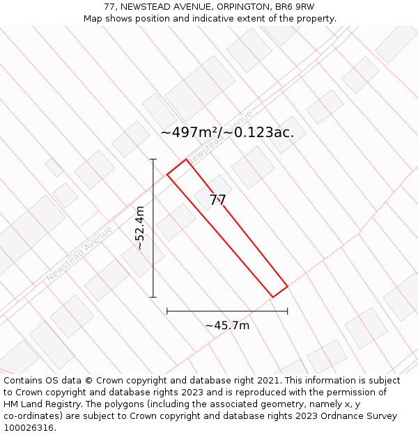 77, NEWSTEAD AVENUE, ORPINGTON, BR6 9RW: Plot and title map