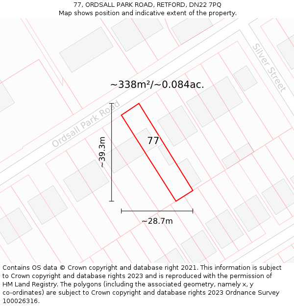 77, ORDSALL PARK ROAD, RETFORD, DN22 7PQ: Plot and title map