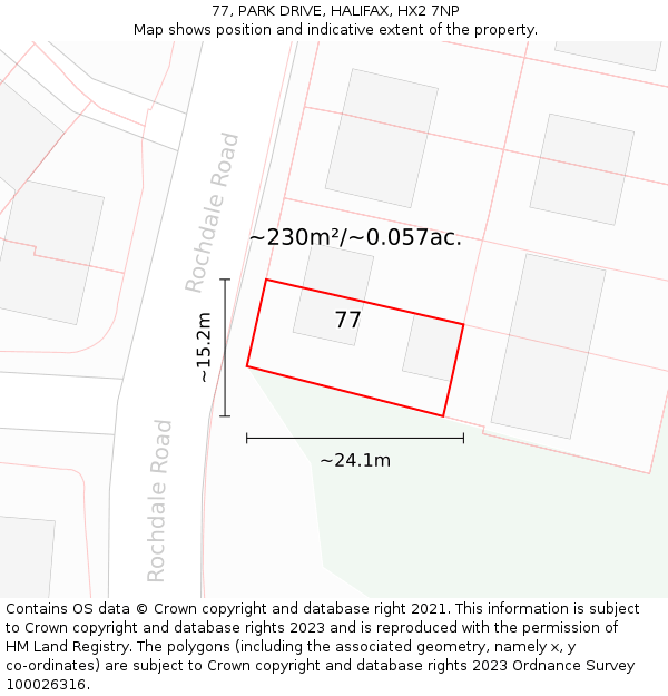 77, PARK DRIVE, HALIFAX, HX2 7NP: Plot and title map