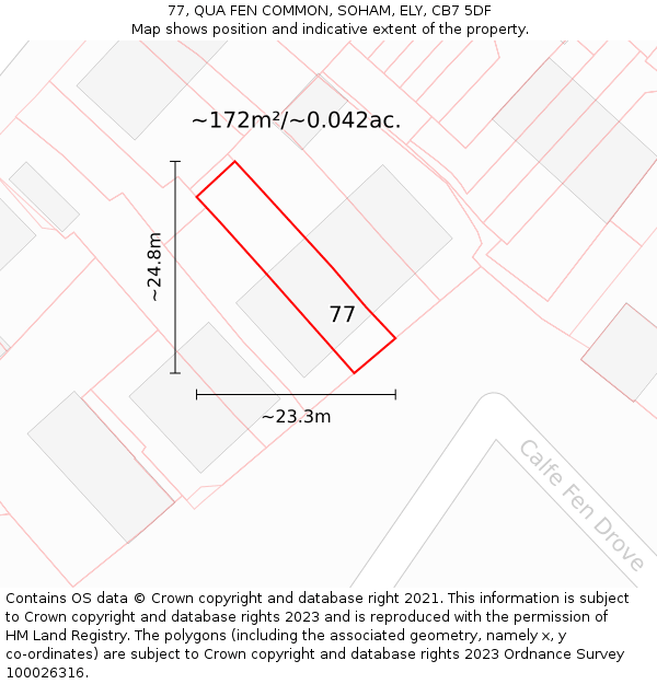 77, QUA FEN COMMON, SOHAM, ELY, CB7 5DF: Plot and title map