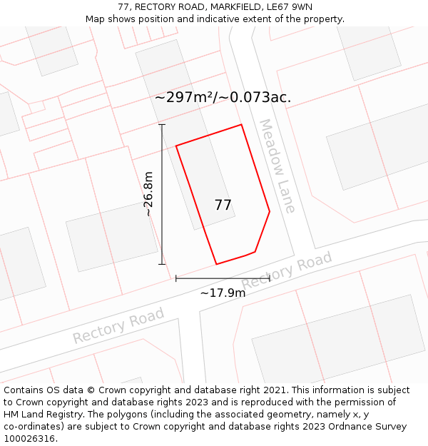 77, RECTORY ROAD, MARKFIELD, LE67 9WN: Plot and title map