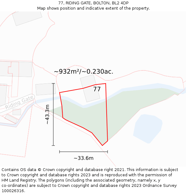 77, RIDING GATE, BOLTON, BL2 4DP: Plot and title map