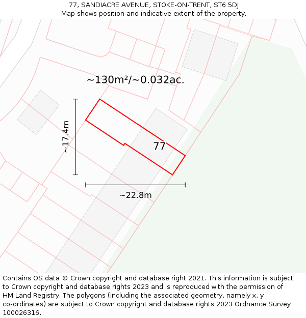 77, SANDIACRE AVENUE, STOKE-ON-TRENT, ST6 5DJ: Plot and title map