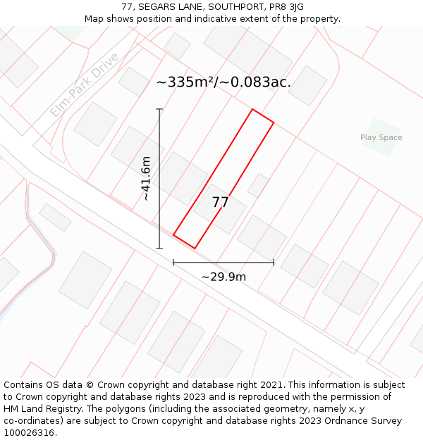 77, SEGARS LANE, SOUTHPORT, PR8 3JG: Plot and title map