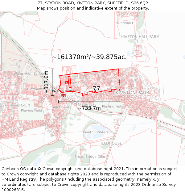 77, STATION ROAD, KIVETON PARK, SHEFFIELD, S26 6QP: Plot and title map