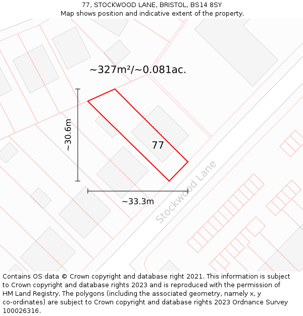 77, STOCKWOOD LANE, BRISTOL, BS14 8SY: Plot and title map