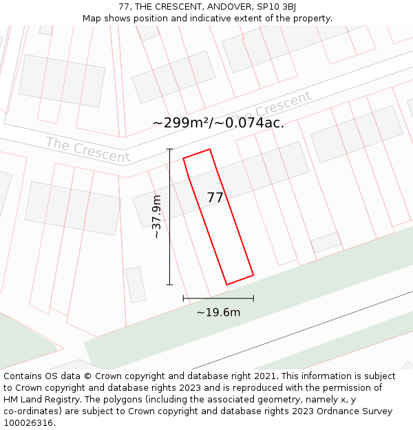 77, THE CRESCENT, ANDOVER, SP10 3BJ: Plot and title map