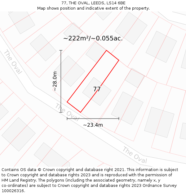 77, THE OVAL, LEEDS, LS14 6BE: Plot and title map