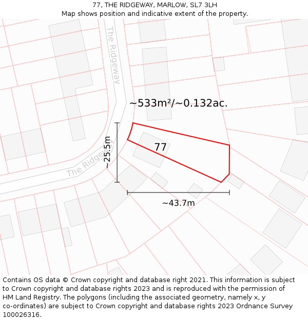 77, THE RIDGEWAY, MARLOW, SL7 3LH: Plot and title map