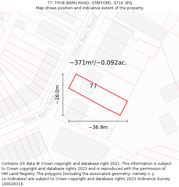 77, TITHE BARN ROAD, STAFFORD, ST16 3PQ: Plot and title map