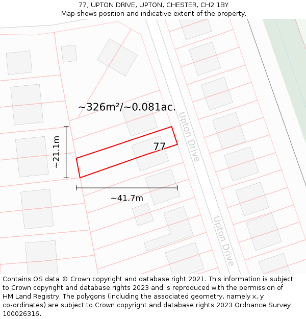 77, UPTON DRIVE, UPTON, CHESTER, CH2 1BY: Plot and title map