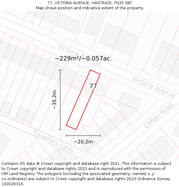 77, VICTORIA AVENUE, HASTINGS, TN35 5BT: Plot and title map