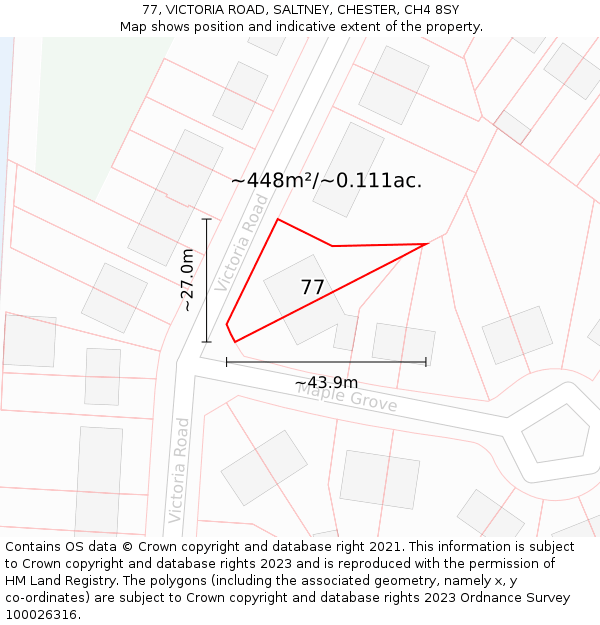 77, VICTORIA ROAD, SALTNEY, CHESTER, CH4 8SY: Plot and title map