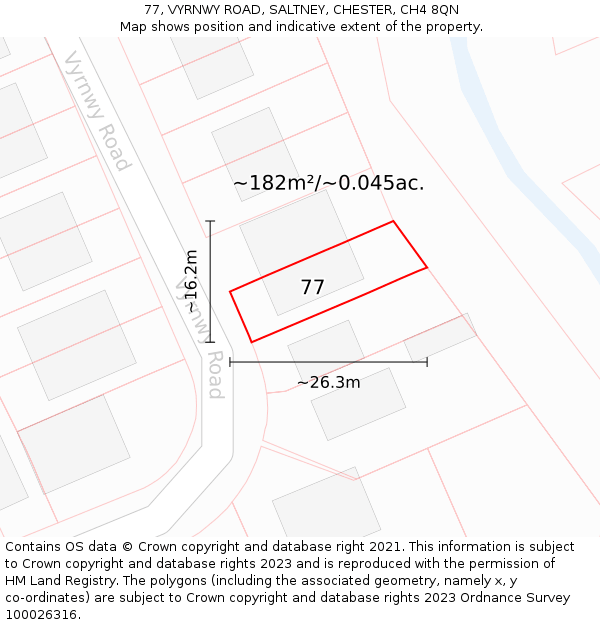 77, VYRNWY ROAD, SALTNEY, CHESTER, CH4 8QN: Plot and title map