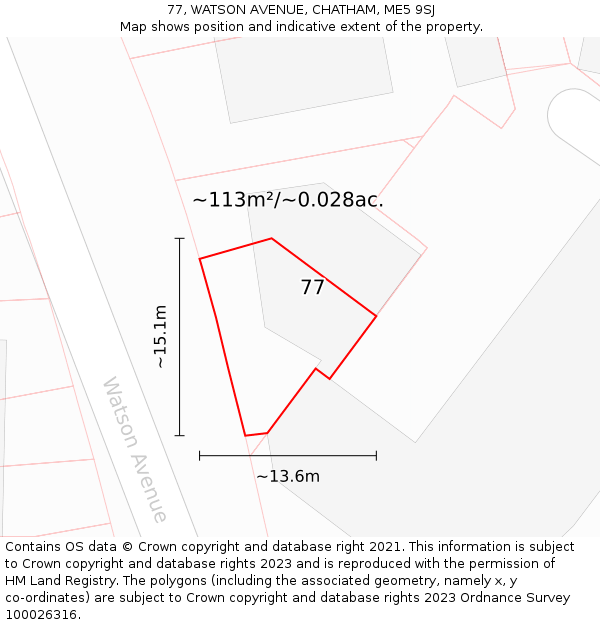 77, WATSON AVENUE, CHATHAM, ME5 9SJ: Plot and title map