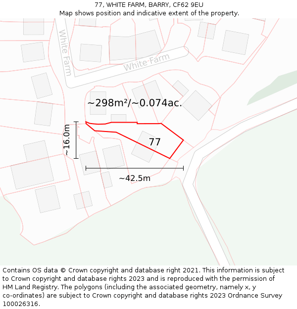 77, WHITE FARM, BARRY, CF62 9EU: Plot and title map