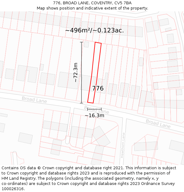776, BROAD LANE, COVENTRY, CV5 7BA: Plot and title map