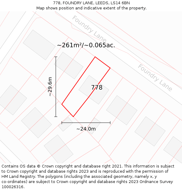 778, FOUNDRY LANE, LEEDS, LS14 6BN: Plot and title map