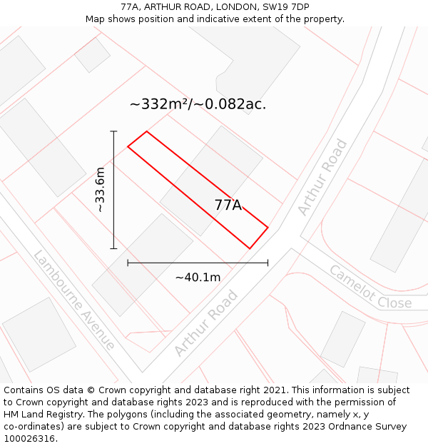 77A, ARTHUR ROAD, LONDON, SW19 7DP: Plot and title map