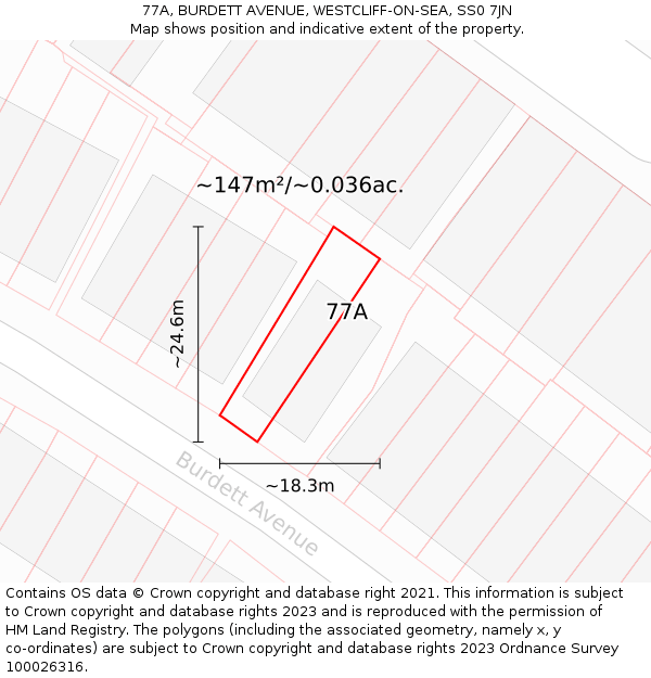 77A, BURDETT AVENUE, WESTCLIFF-ON-SEA, SS0 7JN: Plot and title map