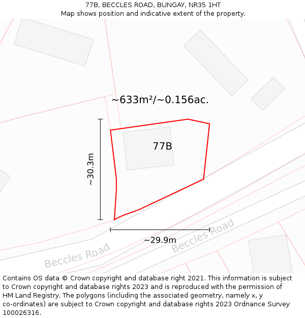 77B, BECCLES ROAD, BUNGAY, NR35 1HT: Plot and title map