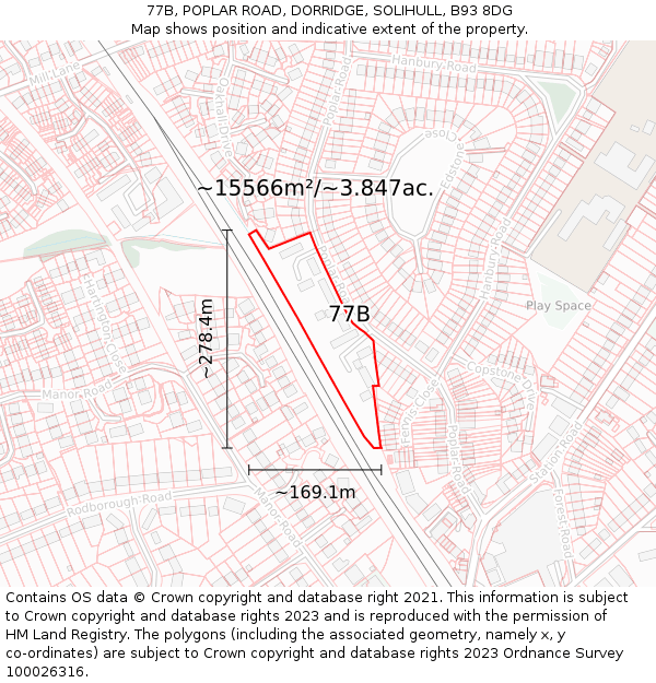 77B, POPLAR ROAD, DORRIDGE, SOLIHULL, B93 8DG: Plot and title map