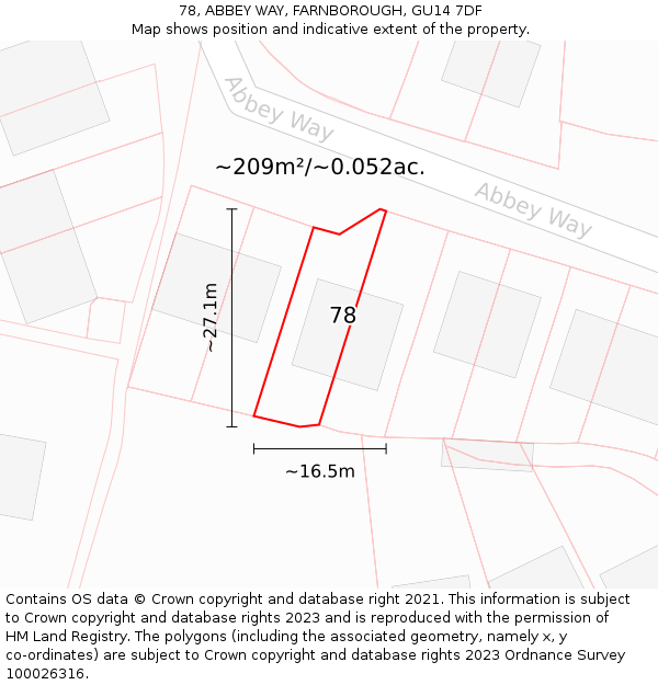 78, ABBEY WAY, FARNBOROUGH, GU14 7DF: Plot and title map
