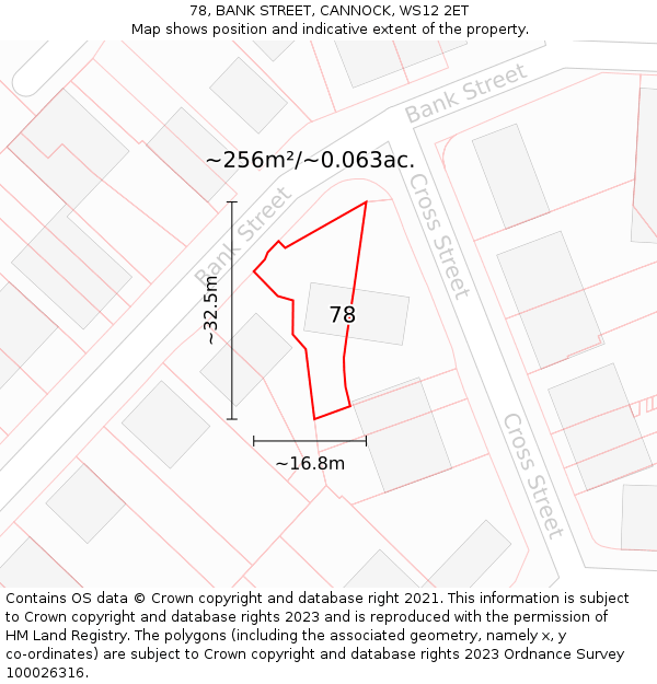 78, BANK STREET, CANNOCK, WS12 2ET: Plot and title map