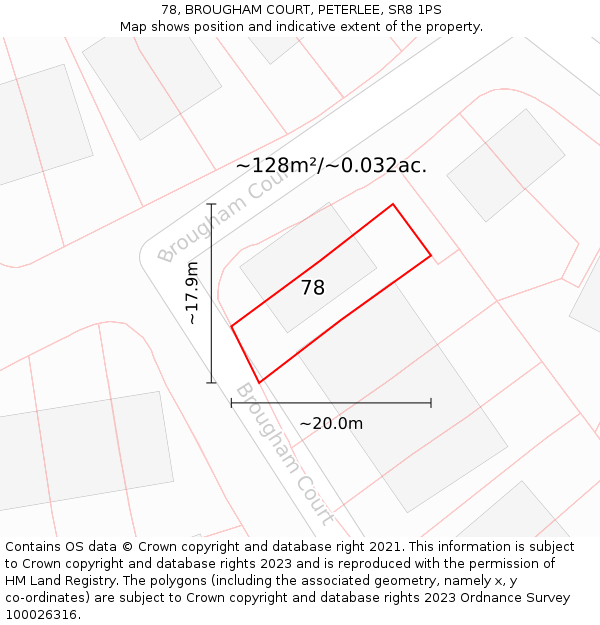 78, BROUGHAM COURT, PETERLEE, SR8 1PS: Plot and title map
