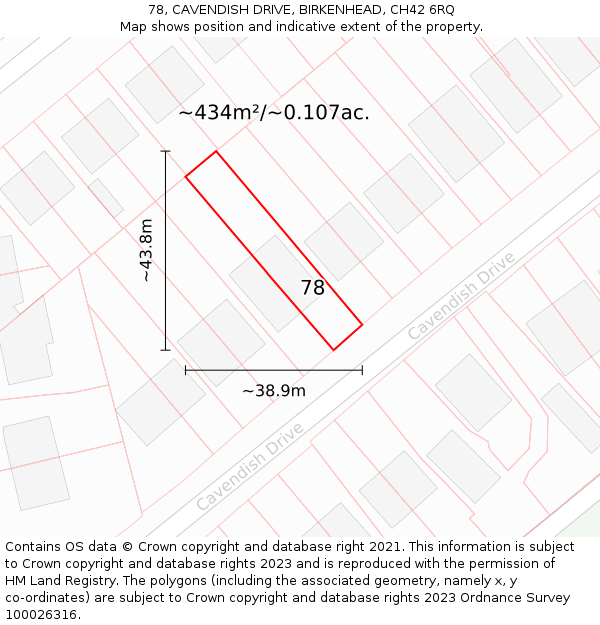 78, CAVENDISH DRIVE, BIRKENHEAD, CH42 6RQ: Plot and title map